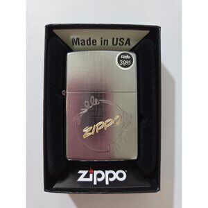 Zippo Lighter With Gold Logo Design In Gift Box